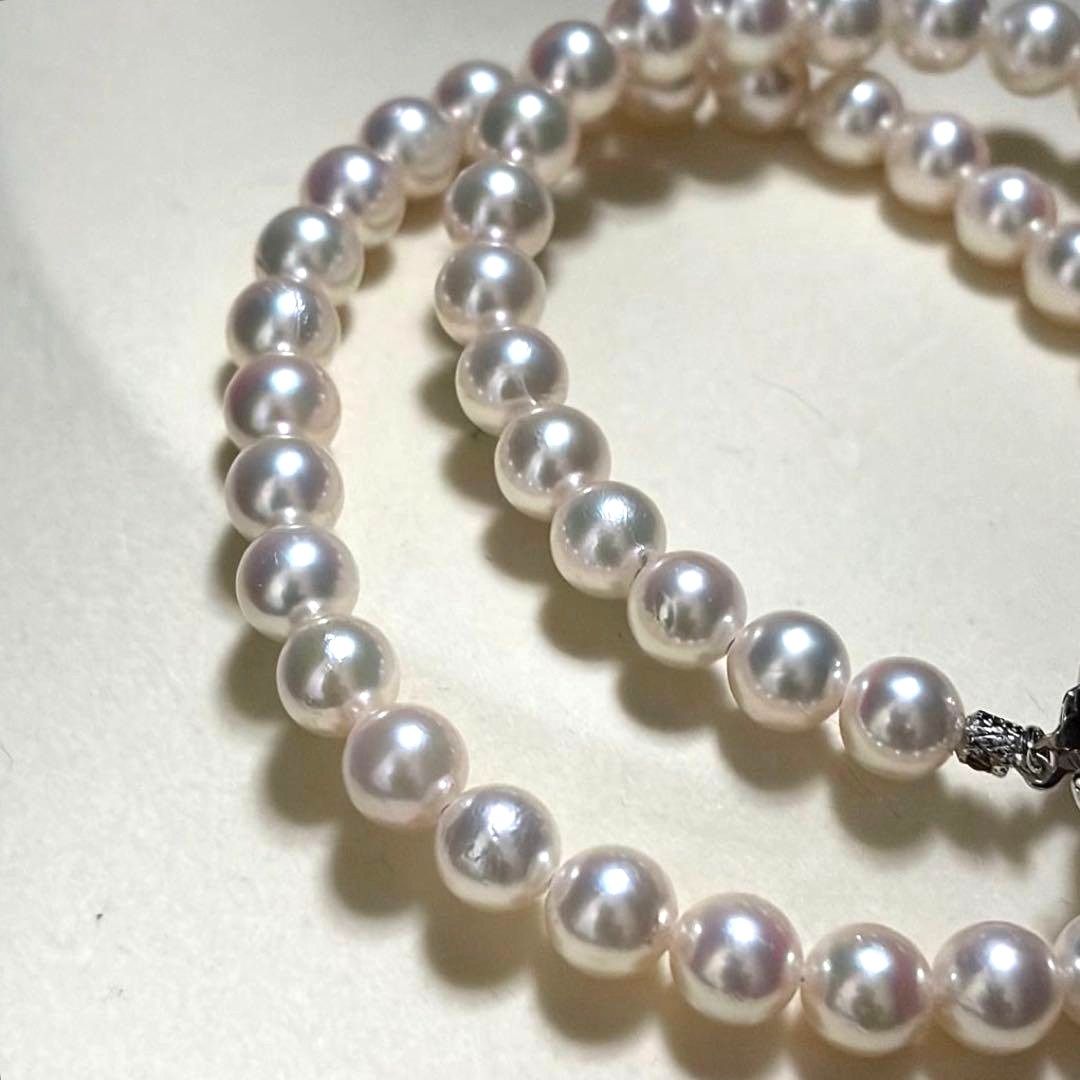 Akoya Pearl Necklace White 7.0mm Silver Flower Clasp 39cm 15.4in Japan
