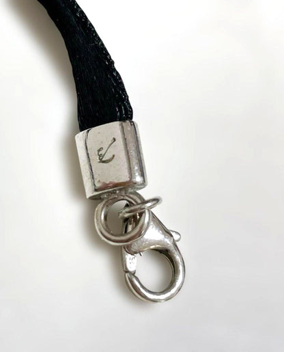Baccarat Papillon Butterfly Necklace Crystal Clear Pendant Black Cord France