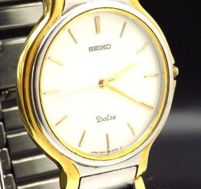 SEIKO Dolce 5E31-6A30 Quartz Watch Two-Tone Gold Silver Round 33mm Used
