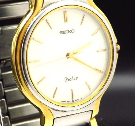 SEIKO Dolce 5E31-6A30 Quartz Watch Two-Tone Gold Silver Round 33mm Used