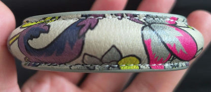 Loewe Floral Botanical Print Leather Bangle Bracelet Multicolor Gray Trim