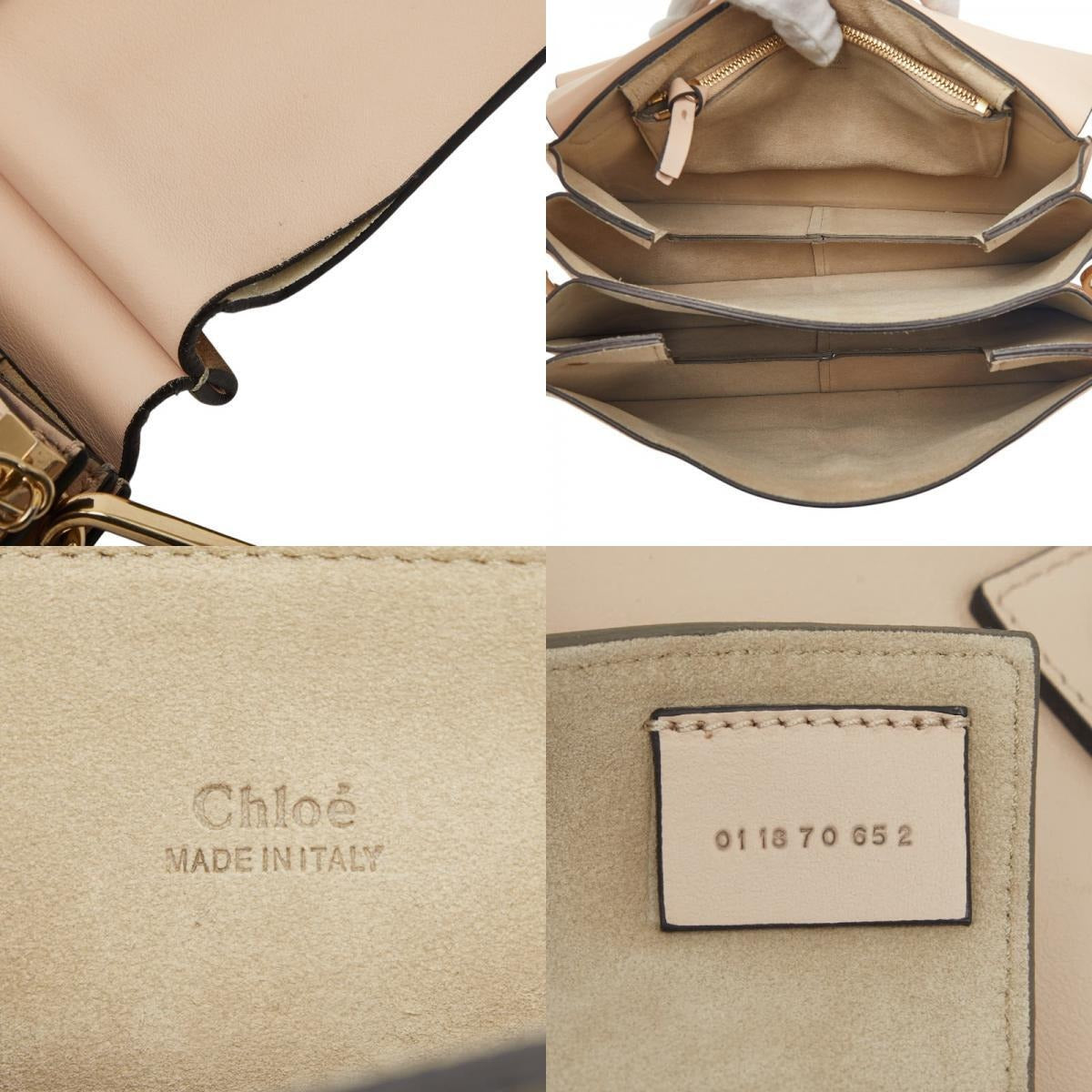 Chloe Faye Large Shoulder Bag Beige Leather Suede Ring Chain Gold Crossbody