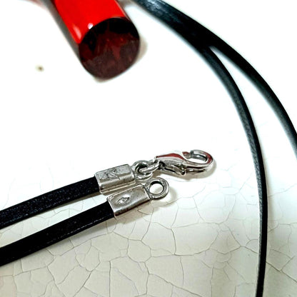 Baccarat Y Initial Red Crystal Pendant Necklace Choker Black Leather Cord VTG