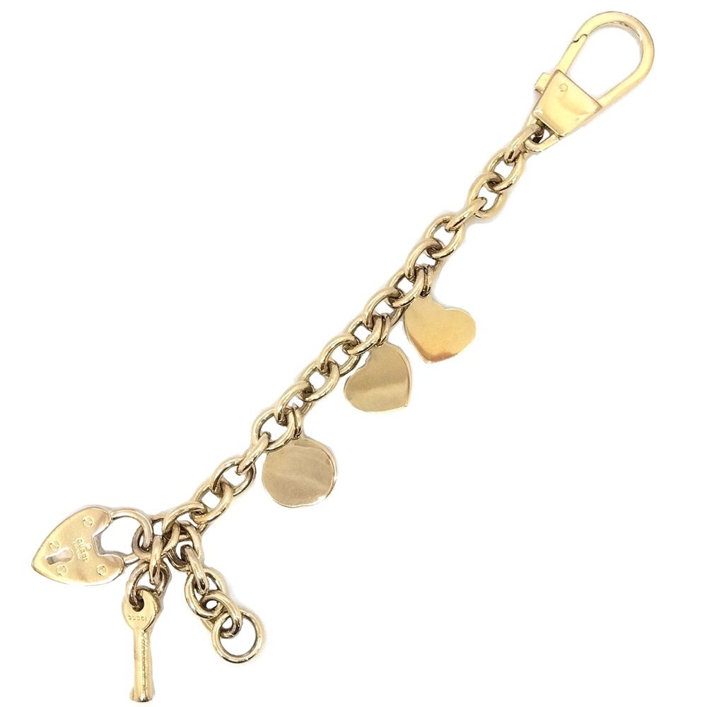 Gucci Authentic Interlocking Cadena Key You Me Heart Charm Keychain Used Gold