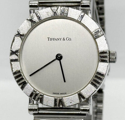 Tiffany & Co Atlas M0640 Unisex Quartz Watch Silver Stainless Steel Swiss Made