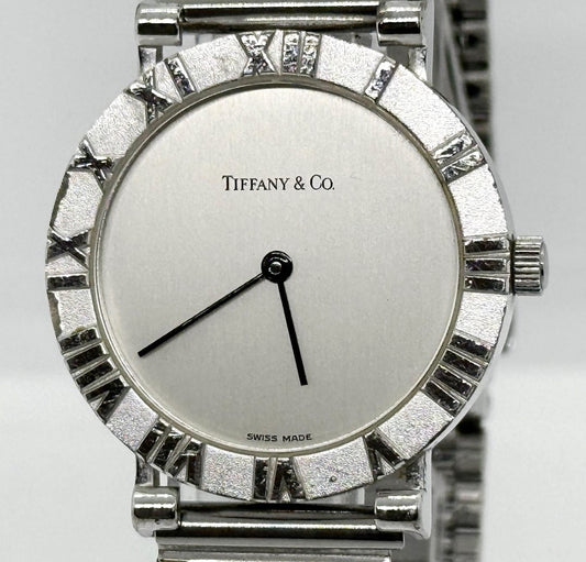 Tiffany & Co Atlas M0640 Unisex Quartz Watch Silver Stainless Steel Swiss Made