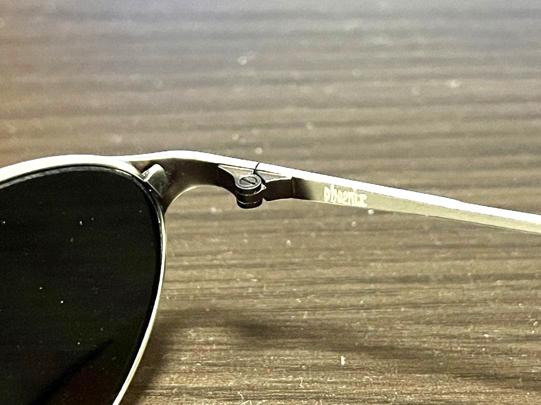ARNETTE Vintage Round Sunglasses Silver Metal Frame Oval Lens Case Rare Logo