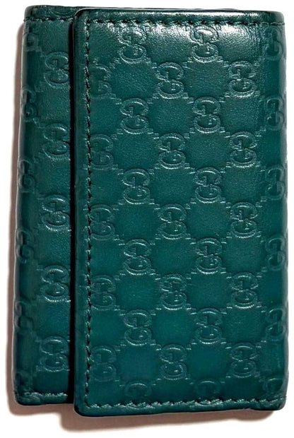 GUCCI Microguccissima GG 6-Hook Key Case Holder Green Leather Italy Authentic