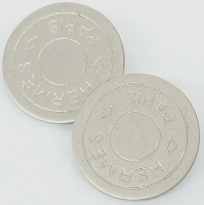 Hermes Serie Clip-On Earrings Silver Color Metal Round Coin Authentic Paris Used
