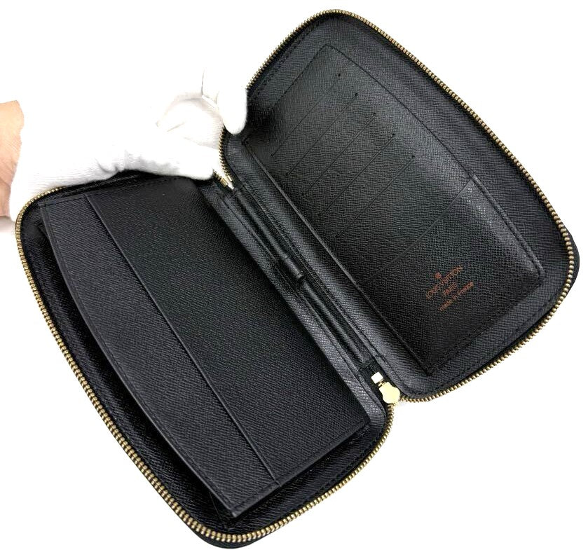 Louis Vuitton Epi Agenda Geode M63872 Round Zip Wallet Black Leather 4.5x7.3x1"