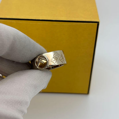 Excellent Fendi FF F is Gold Tone Metal Ring Size S 52 US 6 No Box