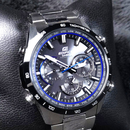 Casio Edifice EQW-T650 Solar Radio Wave Watch Black Stainless Steel 43mm Used