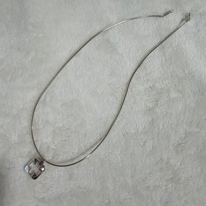 Tiffany & Co. Piastrelle Cross Necklace Silver SV925 Square Pendant Rare Used