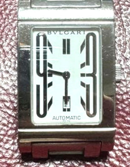 BVLGARI Rettangolo RT45S Automatic Watch Men Stainless Steel White Dial Swiss