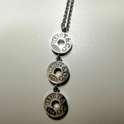 Tiffany & Co Sterling Silver 925 1837 Three Drop Circle Necklace 40cm 15.7in