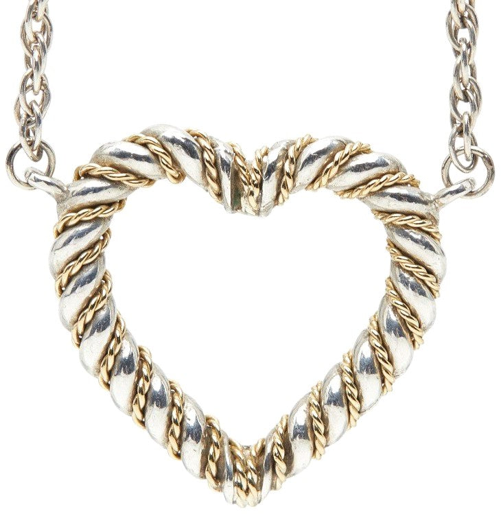 TIFFANY & Co. Twist Heart Necklace SV925 Silver K18YG Gold 48cm 18.9" Used