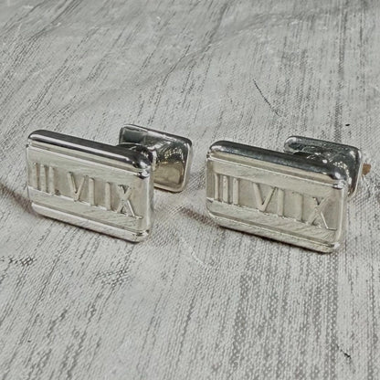 Tiffany & Co Atlas Cufflinks Sterling Silver 925 Dress Shirt 1.7x1.0cm 0.7x0.4in
