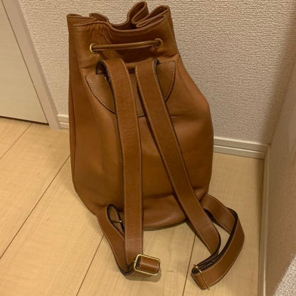 CAMPOMAGGI Leather Bucket Backpack Camel Tan Drawstring Italy Vintage Boho Bag