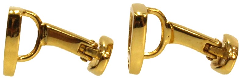 GUCCI Gold Tone Stirrup Cufflinks Mens Suit Accessory Italy Authentic 0.4x0.6in