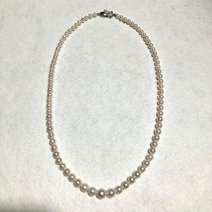 Akoya Pearl Graduated Necklace White Real Pearl 4-8mm 17.5in Silver Clasp