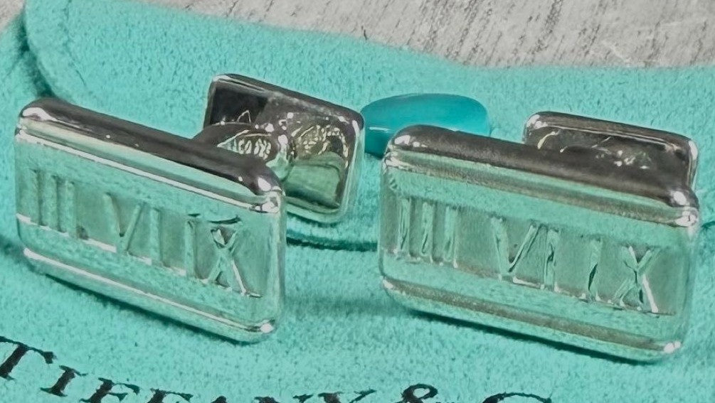 Tiffany & Co Atlas Cufflinks Sterling Silver 925 Dress Shirt 1.7x1.0cm 0.7x0.4in