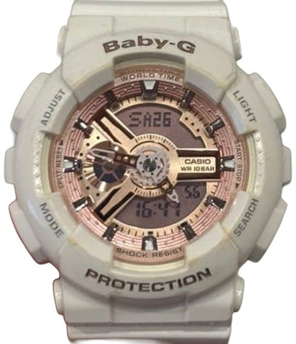 CASIO Baby-G BA-110 Quartz Watch White Resin Rose Gold Dial Case Shock Resist