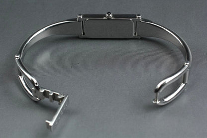 GUCCI 1500L Bangle Watch Black Dial Rectangle Stainless Steel Quartz Swiss Made