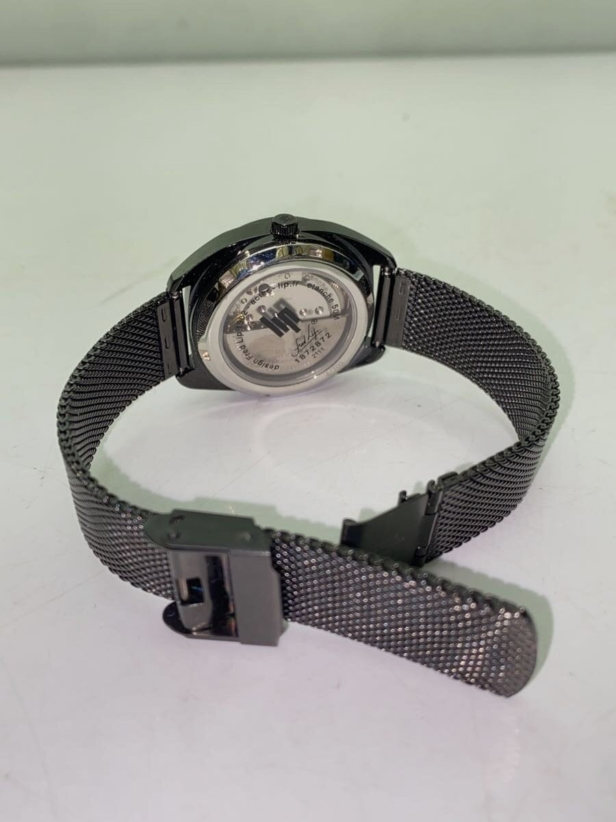 LIP Automatic Watch Black Steel Mesh Band Date Display Analog Men 37mm France