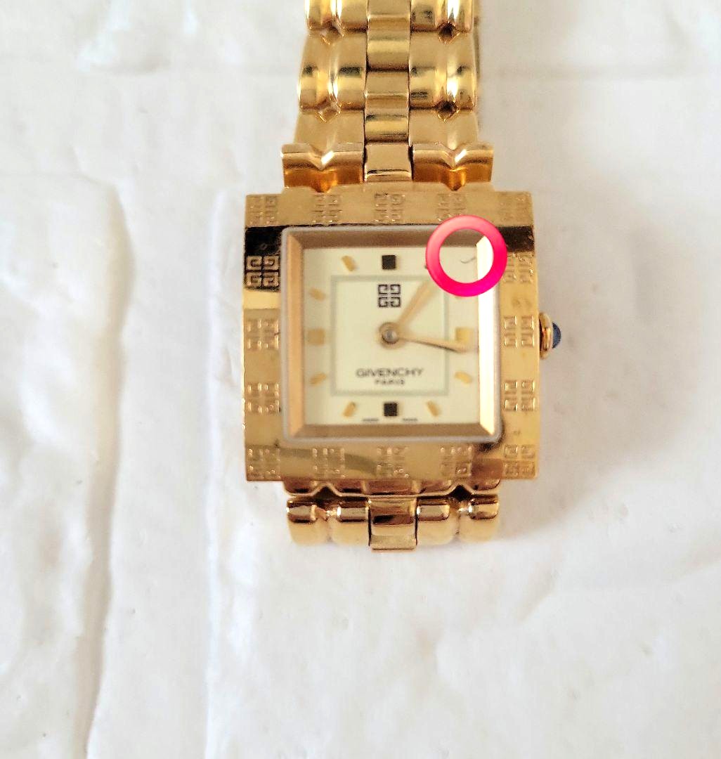 GIVENCHY Paris Square Gold Tone Women Watch Quartz REG1 558962 Swiss Made Vintag