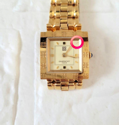 GIVENCHY Paris Square Gold Tone Women Watch Quartz REG1 558962 Swiss Made Vintag