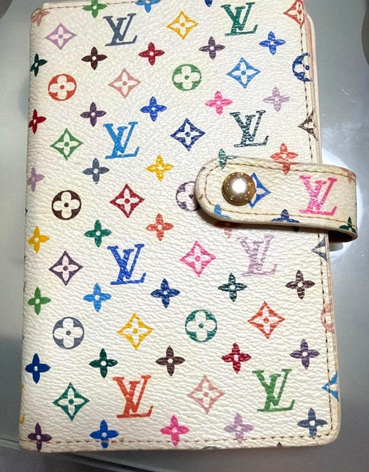 Louis Vuitton Monogram Multicolor Agenda Cover PM Notebook White Leather France