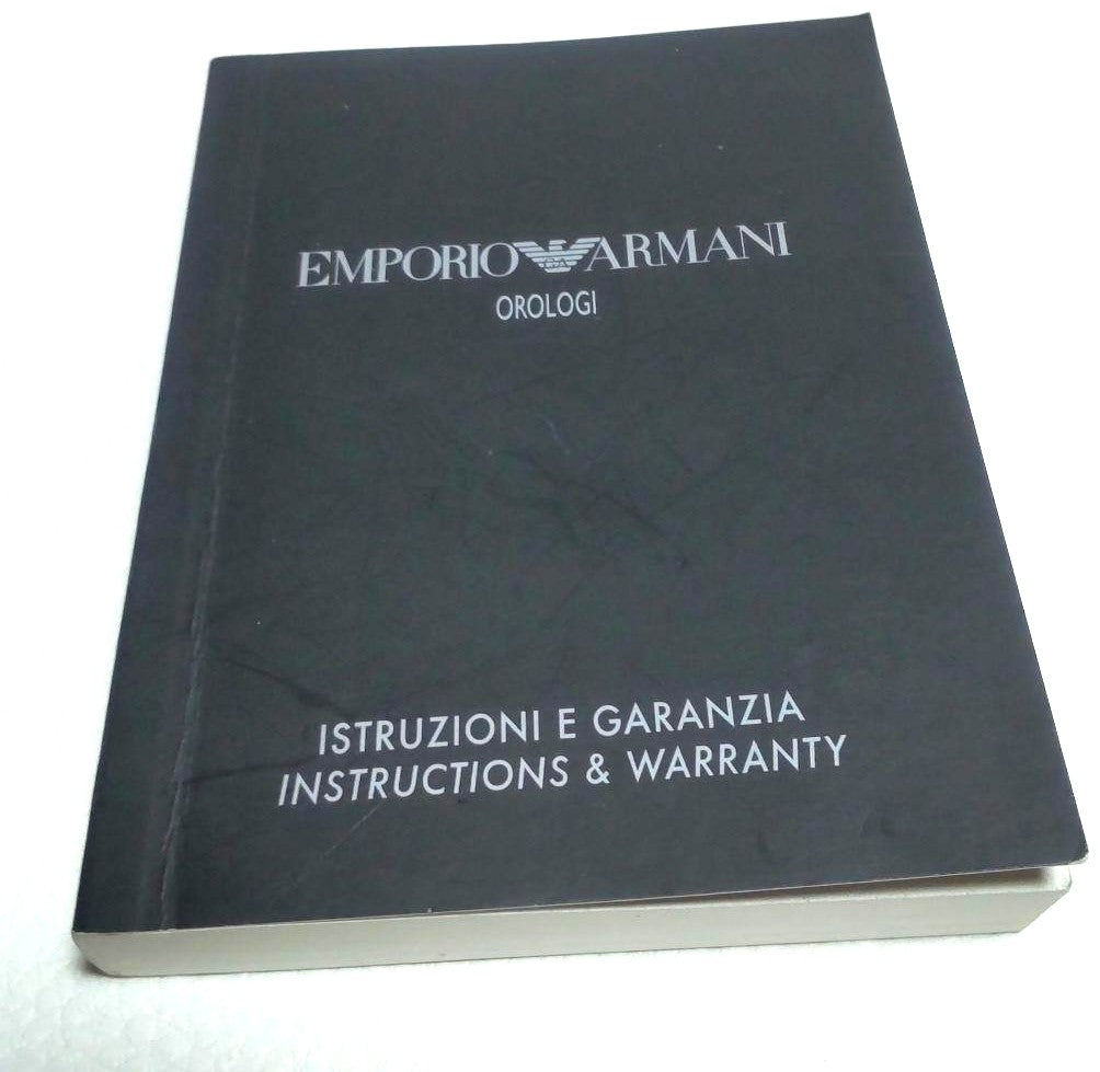 Emporio Armani AR-0143 Mens Quartz Watch Black Dial Silver Rectangle w/Box Used