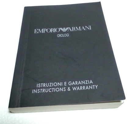 Emporio Armani AR-0143 Mens Quartz Watch Black Dial Silver Rectangle w/Box Used
