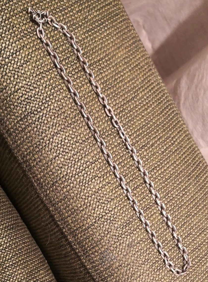 Travis Walker Oval Link Chain Necklace T-Bar CZ Clasp Sterling Silver 20"50.8cm