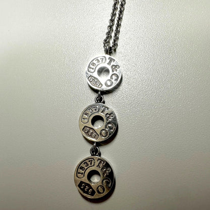 Tiffany & Co Sterling Silver 925 1837 Three Drop Circle Necklace 40cm 15.7in