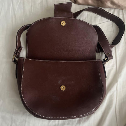 Strathberry Crescent Shoulder Bag Burgundy Leather Gold Hardware Crossbody Spain