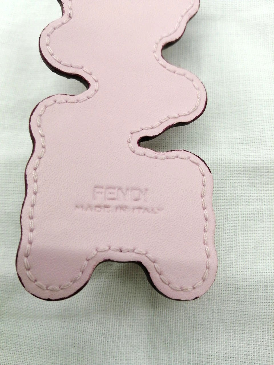 FENDI LOVE Leather Keychain Bag Charm Multicolor Studs Pink Key Ring Italy