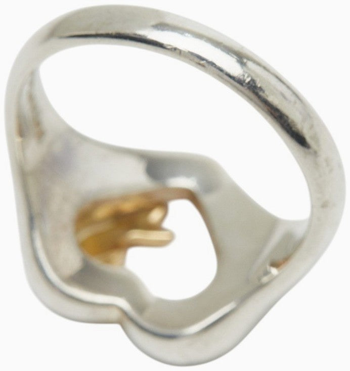 Tiffany & Co Heart Ribbon Ring SV925 Silver 18K Yellow Gold Size US5 EU50 Used