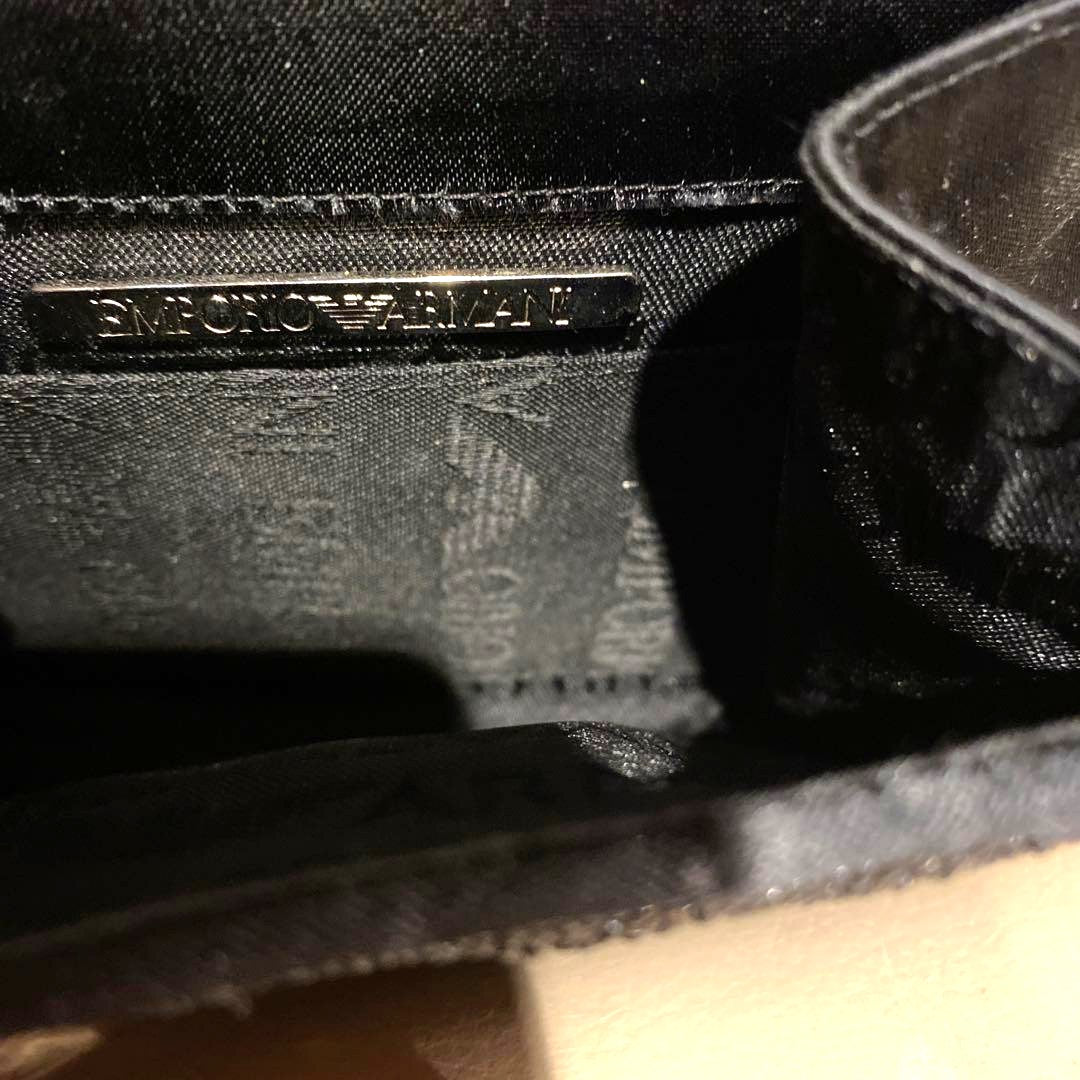 Emporio Armani Black Glitter Satin Mini Evening Bag Handbag Silver HW 5.5x5.5in