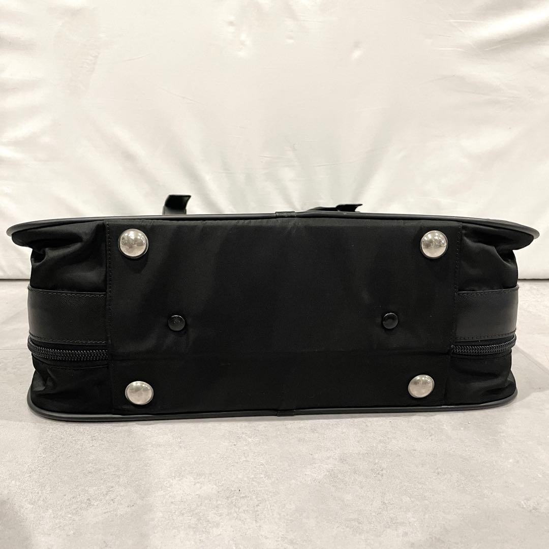 PRADA Nylon Saffiano Briefcase Business Bag Black Triangle Logo 2way Shoulder