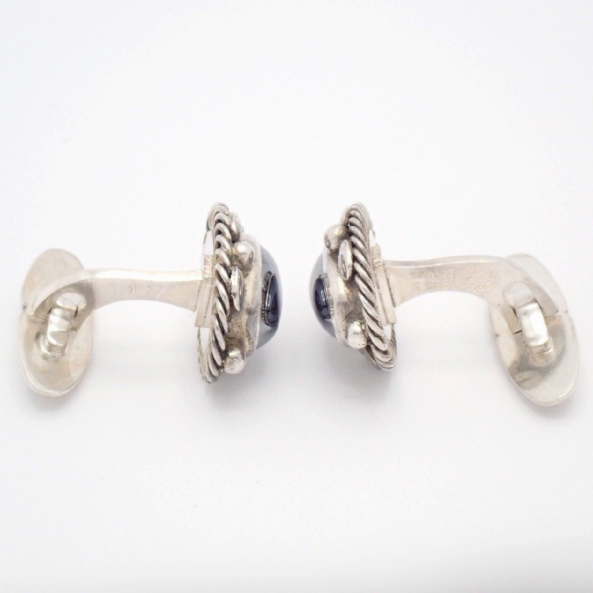 GEORG JENSEN Sterling Silver 925 Cufflinks Hematite Oval Design No.17 Denmark