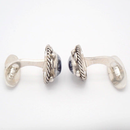 GEORG JENSEN Sterling Silver 925 Cufflinks Hematite Oval Design No.17 Denmark