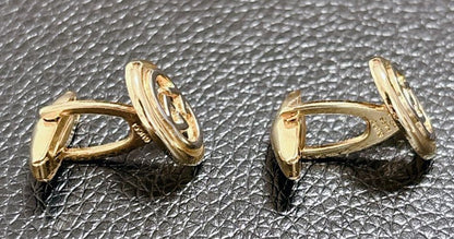 Gucci Interlocking GG Logo Cufflinks Silver Gold Two-Tone 0.7x0.5in Authentic