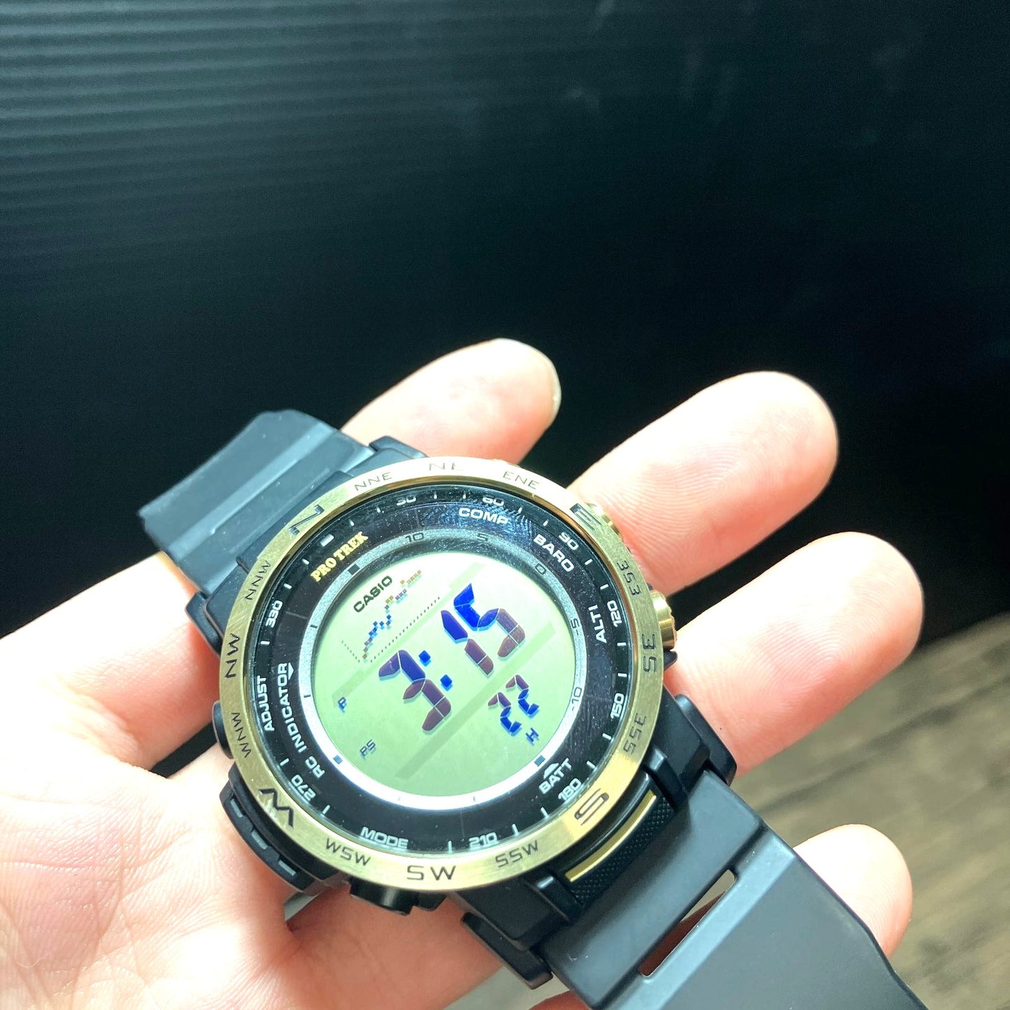 Casio Pro Trek PRW-35YC-1JF Climber Line Digital Watch Black Gold Solar Used Box