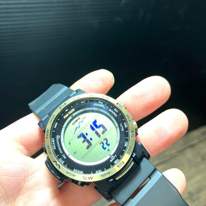 Casio Pro Trek PRW-35YC-1JF Climber Line Digital Watch Black Gold Solar Used Box