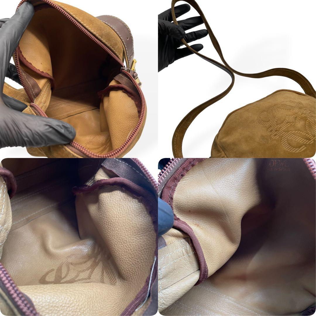 Loewe Anagram Beige Suede Shoulder Bag 20x23x9cm 7.9x9.1x3.5in