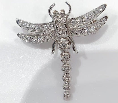 Tiffany & Co Enchant Dragonfly Brooch Diamond Platinum PT950 21.5mm Authentic