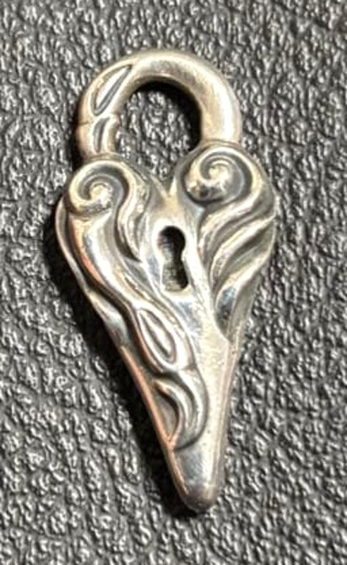 Lone Ones Swan Dive Heart Lock Pendant Charm Silver Used Excellent Authentic