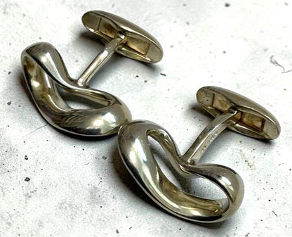 Georg Jensen Infinity Ribbon Cufflinks Sterling Silver 925 Vintage Men's Used