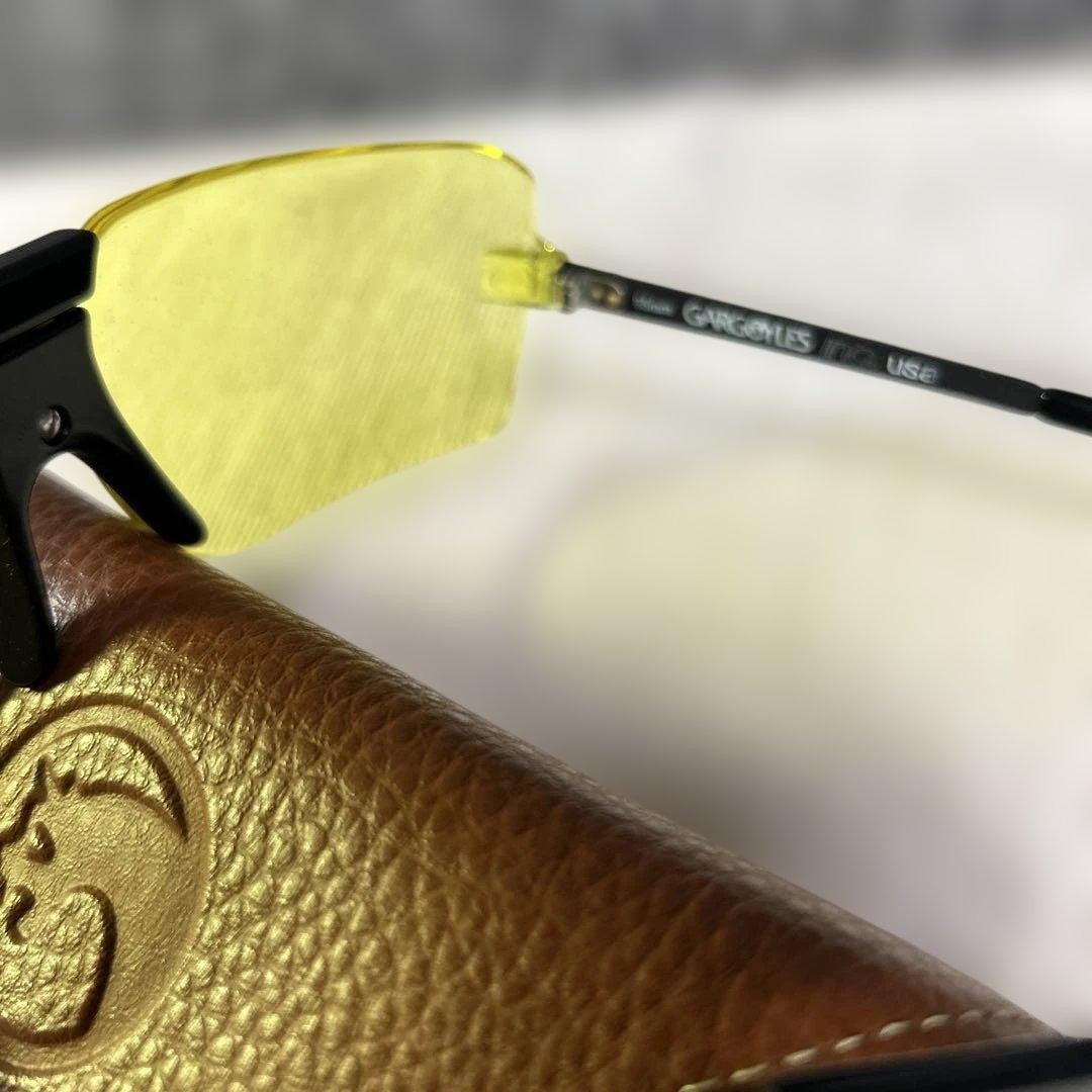 GARGOYLES Vintage Sunglasses Yellow Lens Black Frame 85mm USA with Case Mens